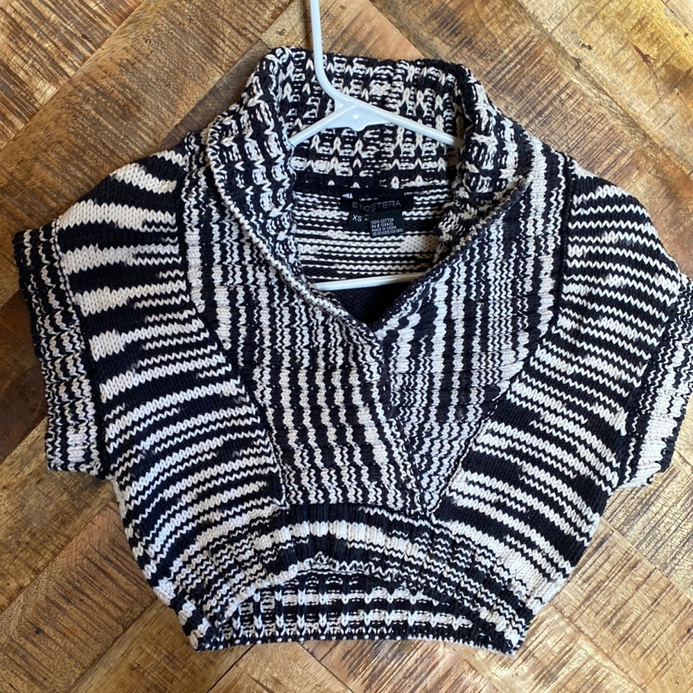 Vneck Cropped Cotton Knit Sweater Size XS